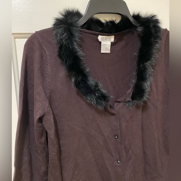Due Per Due Cardigan Blouse Faux Fur Top Sweater S - Picture 2 of 8